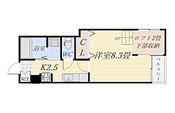 ステラ武 2階1Kの間取り