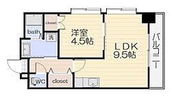 パール・88番館 8階1LDKの間取り