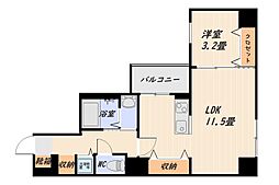 フォレストIII 6階1LDKの間取り