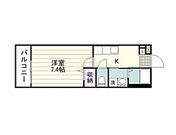 エクラン荒田 5階1Kの間取り