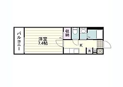 エクラン荒田 4階1Kの間取り