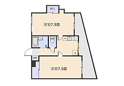 ダルメシアン下竜尾 2階2Kの間取り