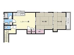 牟礼岡ハイツ 2LDKの間取図画像