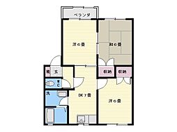 コーポロアールA棟 3DKの間取図画像