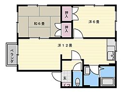 リバーサイドタウン弐番館 2LDKの間取図画像