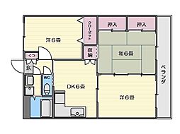 フローレンス吉野2 3DKの間取図画像