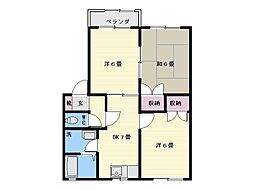 コーポロアールA棟 3DKの間取図画像