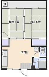 渕之上ビル 2DKの間取図画像