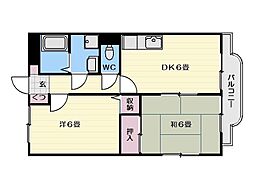 センチュリー21A棟 2DKの間取図画像