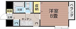 シーフォート新町 1Kの間取図画像