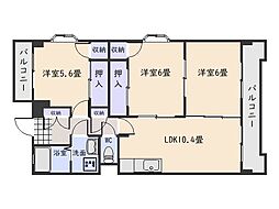 シャルマン寺ノ下 3LDKの間取図画像