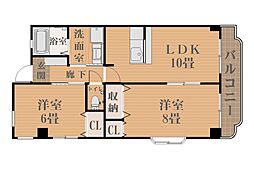 サンパレス新屋敷 2LDKの間取図画像