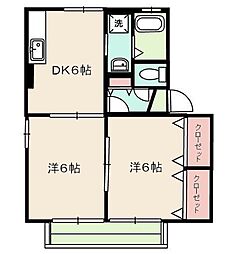 ウィルモア米丸B 2DKの間取図画像