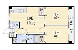 ビューポイント武B棟 2LDKの間取図画像