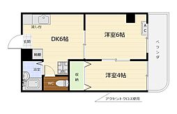 リバーロードマンション 2DKの間取図画像