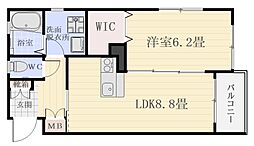 レスタージュ2 1LDKの間取図画像