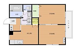 グレースコートF 2Kの間取図画像