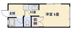イエローハウス 1Kの間取図画像
