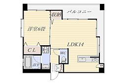 米澤BLD2 1LDKの間取図画像