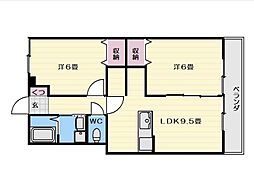 モンテベルデ吉野 2LDKの間取図画像