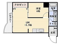 小畑ビル 1LDKの間取図画像