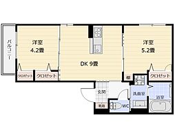 シャルマン・ハイム 2DKの間取図画像