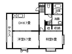 グランバリエ竹下 2DKの間取図画像