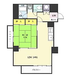 東カングランドマンション第一南林寺シーサイド 1LDKの間取図画像