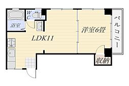 ラピネ鴨池壱番館 1LDKの間取図画像
