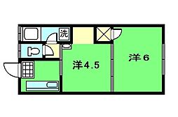 ｒｏｃｃｏ東谷山 2階2Kの間取り