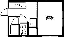 コーポセゾン 2階1Kの間取り