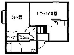 ファミール大江2 1LDKの間取図画像