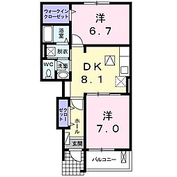 サン・スカイ3 2DKの間取図画像