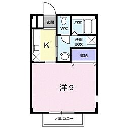 ドマーニK 1Kの間取図画像