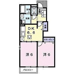 サンガーデンA 2DKの間取図画像