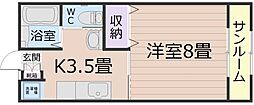 住吉ハイツ 1Kの間取図画像