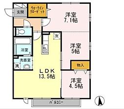 セジュールプルミエA 3LDKの間取図画像