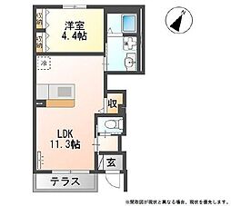 グランピュアアミノ 1LDKの間取図画像