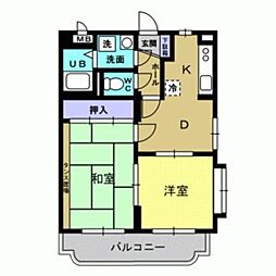 ガーデンハウス 2DKの間取図画像