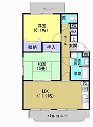 ファームガーデンD棟 2LDKの間取図画像
