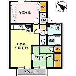 フルーリール 2LDKの間取図画像