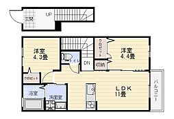 プレミール 2LDKの間取図画像