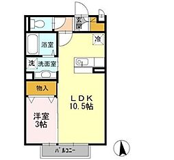 セジュールプルミエB 1LDKの間取図画像