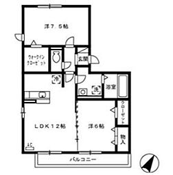 セジュールサクラ2 2LDKの間取図画像