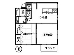 ラセーヌ 2DKの間取図画像