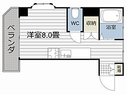 エントピア下荒田III 5階ワンルームの間取り