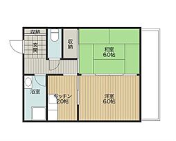 マンション松原 4階2Kの間取り