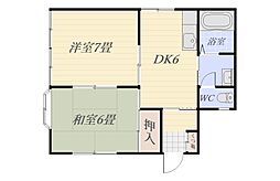 タイショウハイツ 2階2DKの間取り