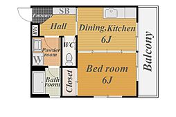 タウンプラザ照国 5階1DKの間取り