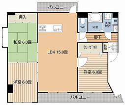 フォーブル鴨池 2階3LDKの間取り